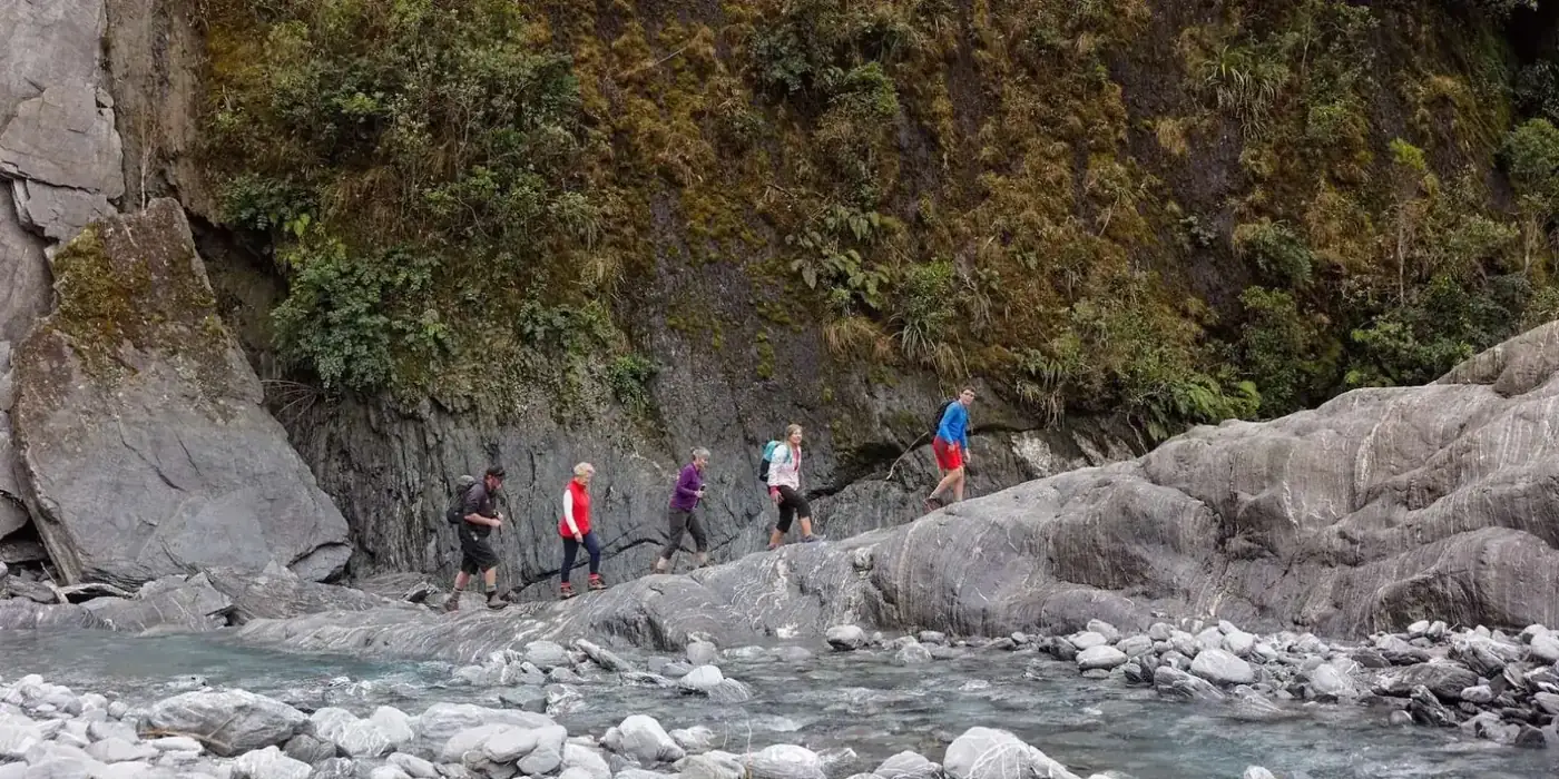 Guided group on a valley trail