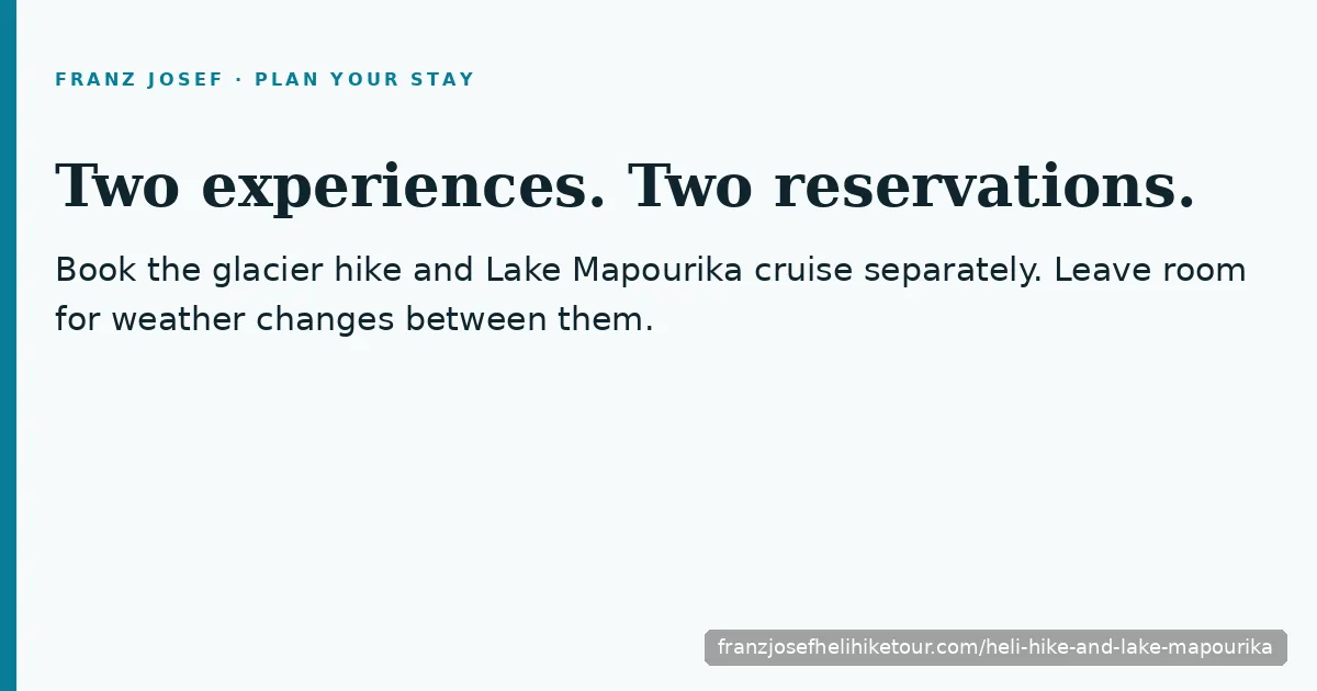Book the hike and lake cruise separately, leaving room for weather changes